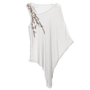 Helmut Lang Embellished Sequin Asymmetrical Blouse Tank Top Medium